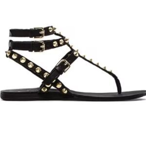 Ash Oasis Black Leather Studded Sandals